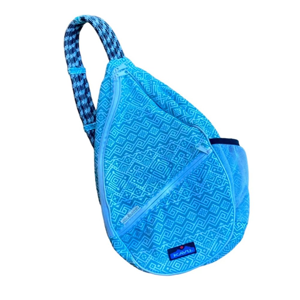 KAVU Paxton Pack Rope Sling Crossbody Bag - Aqua Aztec *HAS FLAWS*